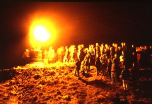 Burning Of The Clavie at Hogamany near Aberdeen, Scotland