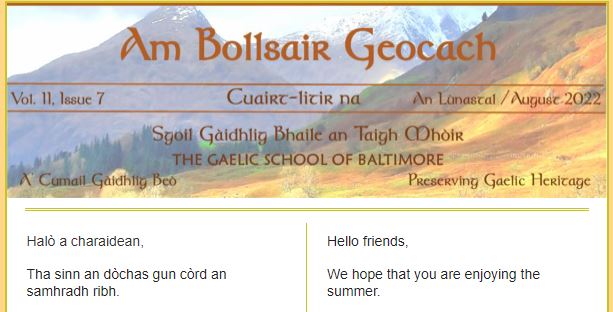 Am Bolldair Geogach header August 2022